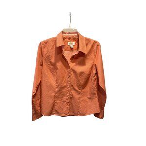 Talbots, Orange/White Pinstripe, Size 8, Button Down